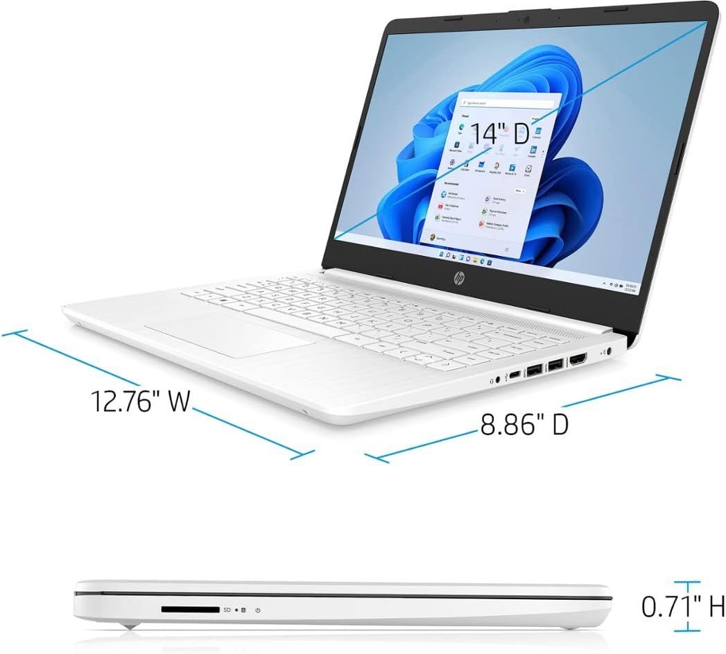 Newest 2023 14s Laptop With 14-Inch Display, Celeron Processor/4GB RAM/256GB SSD/Windows 11 Best For Students English Silver